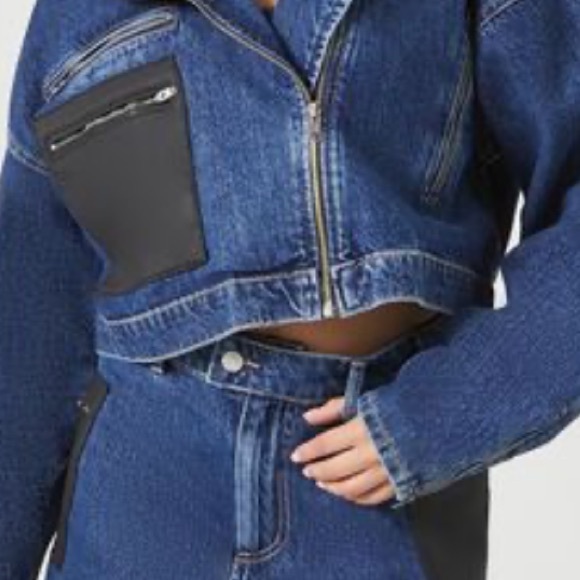 Colorblock Denim Moto skirt set - Picture 5 of 6